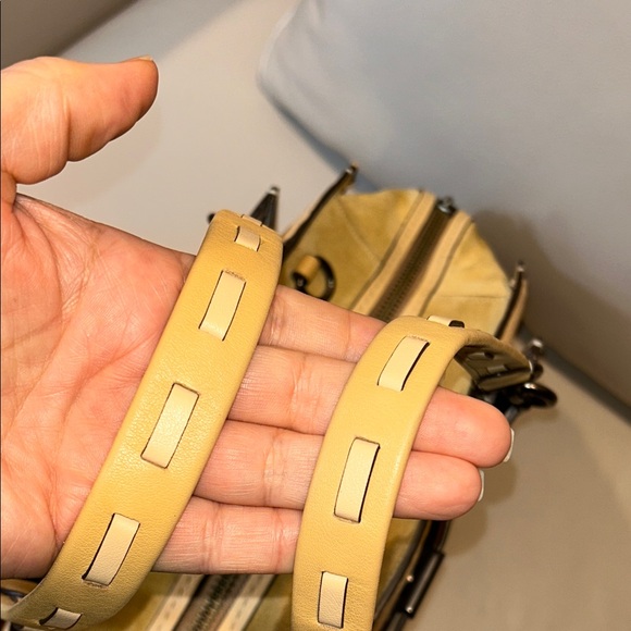 Coach Dreamer 36 Colorblock Suede Cream and Tan Satchel Bag - Picture 13 of 17